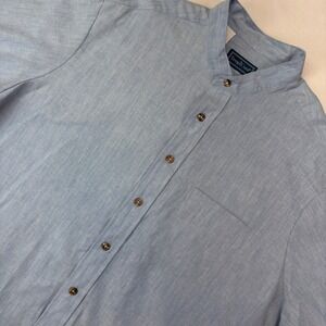 TropiCool Mens Light Blue XL Shirt Mandarin Collar Long Sleeve Button Up